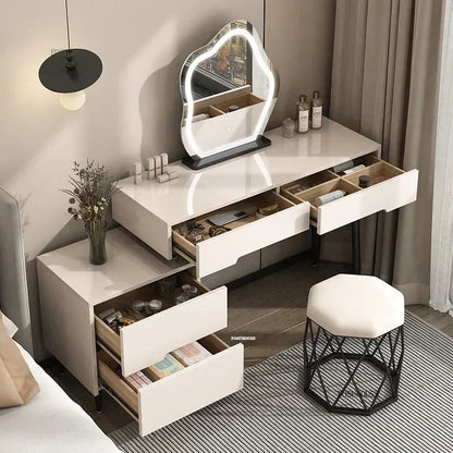 Solid Wood Dressers Simple Modern Bedroom Dressing Tables Small Apartment Makeup Tables With Drawer Integrated Cabinet N