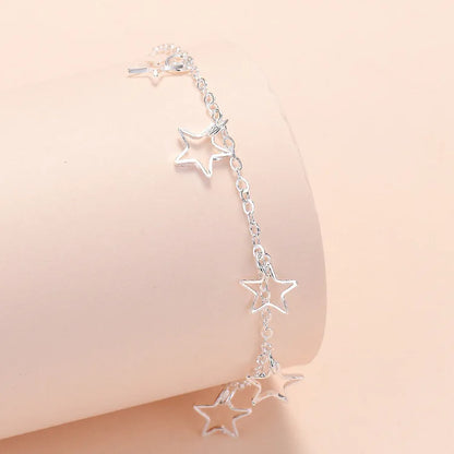 925 Sterling Silver Women Heart Star Chain Bracelet For Women Luxury Jewelry Jewellery Gifts Christmas  GaaBou