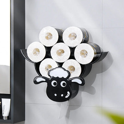 Wall Mounted Paper Storage & Organizer Sheep 7 Rolls Toilet Paper Stand Bathroom Decor Tissue Shelf Bathroom Decorative Hardware