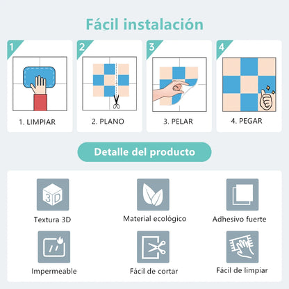 Panel de pared decorativo 3D autoadhesivo para despegar y pegar, adhesivo para azulejos 3D, adhesivo para azulejos de cocina, protector contra salpicaduras, adhesivo para pared de baño, resistente al agua