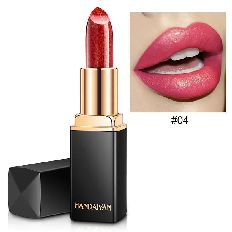 9 Colors Golden Glitter Matte Velvet Nude Metal Lipstick Shimmer Sexy Red Pigments Makeup Long Lasting Waterproof Profissional