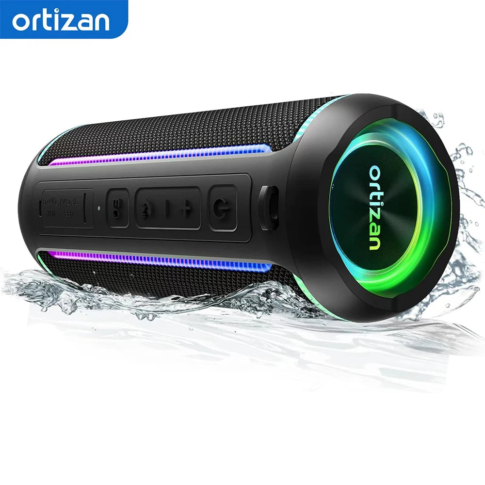 Ortizan Bluetooth Speaker Bluetooth 5.3 Portable Music Box IPX7 Bluetooth Box with TWS Stereo RGB Lights 30Hrs Playback TF Slot