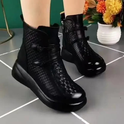 Winter Platform Boots Women Ankle Boot Retro Mom Shoes Ethnic Warm Plush Comfy Soft Sole Waterproof Female Footwear Botas Mujer