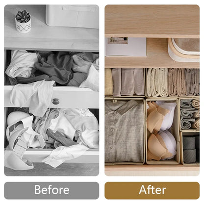 3pcs/1set Underwear Storage Box Foldable Non-woven Storage Box Six-piece Set Underwear Bra Socks Drawer Storage Finishing Box