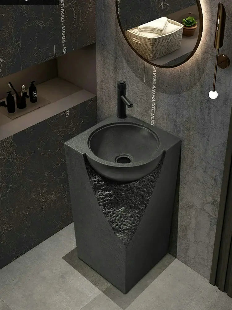 Lavabo de columna para patio al aire libre, lavabo artístico integrado de pie, lavabo creativo con personalidad para baño de hotel