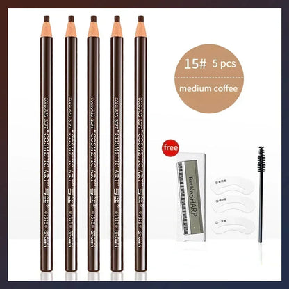 6 Colors Option Eyebrow Pencil Waterproof and Non-smudge Genuine Wood Hard Core Wholesale Wood Eyebrow Pencil Eyebrow Pen Golden