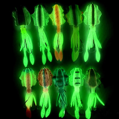 ZUKIBO Soft Squid Bait Fishing Trolling Lure Octopus Head Jigs 60g Luminous UV Squid Jig for Deep Sea Boat Fishing Wobblers Bait