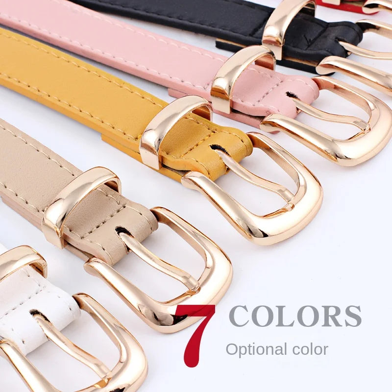 2.4X105cm  Women Belts PU Leather Simple Metal Buckle Belt Girls Dress Jean Pants Waistband Belts for Lady Luxury Designer Brand