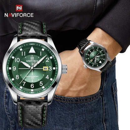 Top Brand NAVIFORCE Men's Quartz Watches Business Luminous Waterproof Clock Leather Strap Wristwatches for Men Relogio Masculino