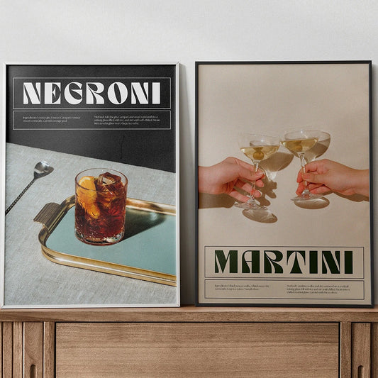 Martini Art Poster Print Negroni Cocktail Bar Wall Retro Canvas Decor Wine Painting Linving Room Home Friend Cheers Pictures