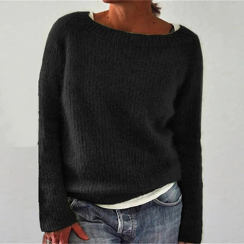 Women Loose Sweaters Autumn Winter O-Neck Long Sleeve Casual Solid Pullover Knitwear Tops XXBLH-2536