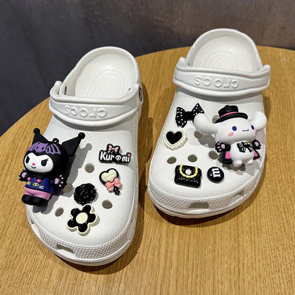 10pcs Cartoon New Sanrio Shoes Accessories Kawaii Kuromi Hole Shoes Buckle Diy Decoration Removable Girl Gifts