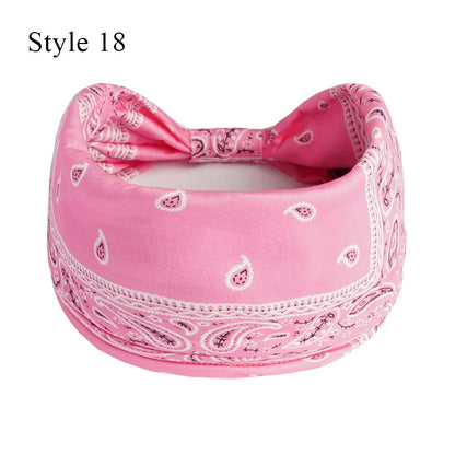 Boho Knot Turbans Yoga Elastic Head Wrap Women Headband Wide Hairbands Headwear Floral Bandanas Fashion Hair Band Accessories