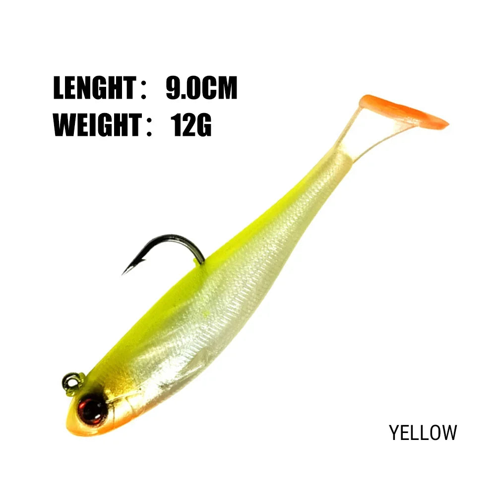 THORFORCE Soft T-Tail Fishing Lure Artificial Bait Wobbler Walleye Perch Bass Pike Paddle Tail Swimbait