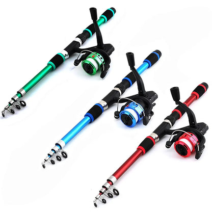 Fishing Pole Set Full Kits With Telescopic Fishing Rod And Spinning Reel Baits Hooks Travel Pole Set