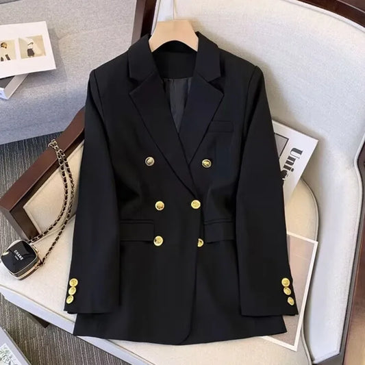 Office Lady Slim Blazer for Women, Long Sleeve Coats, Black Jackets, Casual Outerwear, Fall, Winter Fashion, 2023