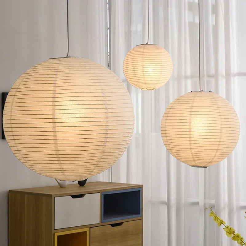 Japanese Noguchi Isamu Paper Chandelier Rice Paper Paper Art Lantern Ball Bedroom Livingroom Tea Room Zen Lamps Pendant Lights