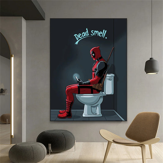 Funny Disney Deadpool Wall Poster Superhero Bathroom Wall Art Canvas Paintings Colourful Prints Home Toilet Room Decoration