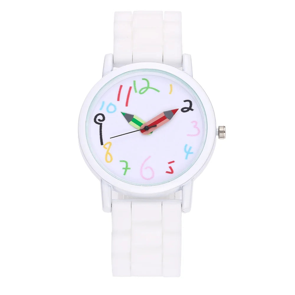 Women Watch Fashion Simple Pencil Design Digital Quartz Watches Casual Jelly Multicolour Silicone Ladies Clock Dress Wristwatch