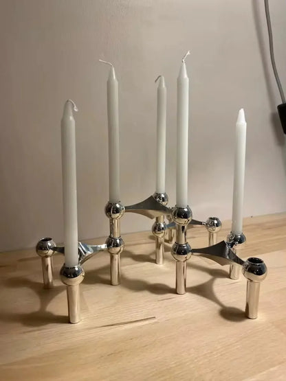 Metal Molecular Structure Candle Holder Nordic Silver Candlestick Centerpiece Living Room Decoration Gift Home Decore Candelabra