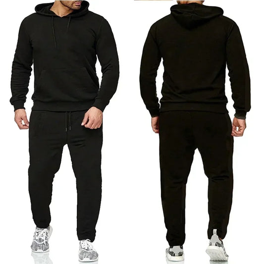 Basic Men/Women 2Pcs/Sets Sweatshirt Hoodies Pants 2024 Male Gyms Fitness Tops Joggers Sportswear Tracksuits