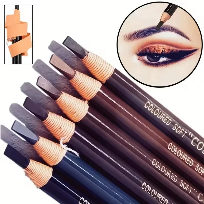 6 Colors Option Eyebrow Pencil Waterproof and Non-smudge Genuine Wood Hard Core Wholesale Wood Eyebrow Pencil Eyebrow Pen Golden