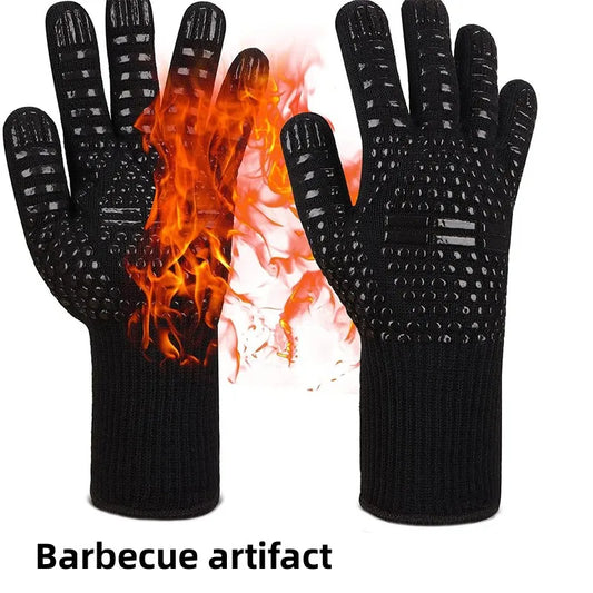 Heat Resistant BBQ Gloves 800 Degrees Non-Slip Silicone Insulation Microwave Gloves For Kitchen, Grill, Camping, and Cookware