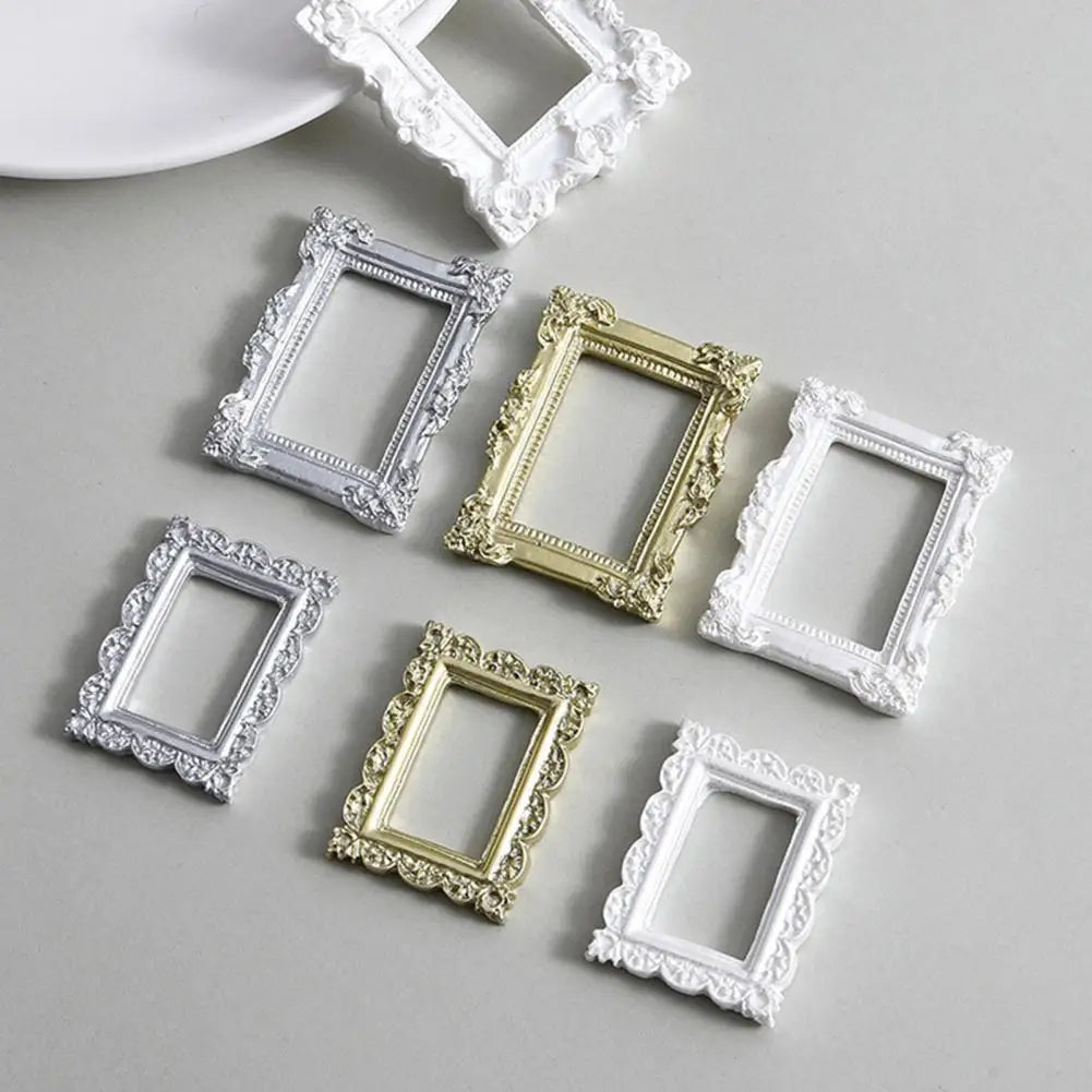 2PC Square Retro Floral Photo Frame Desktop Mini Picture Frame Resin Ornament Small Baroque Photo Holder Gift Wedding Home Decor