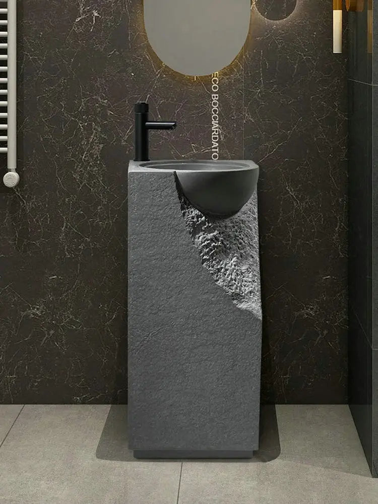 Lavabo de columna para patio al aire libre, lavabo artístico integrado de pie, lavabo creativo con personalidad para baño de hotel