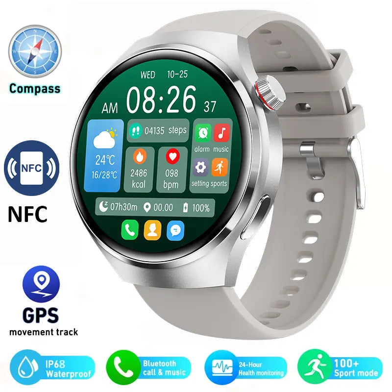 2024 New Smart Watch Heart rate Health Monitor Bluetooth Call NFC GPS Tracker IP68 Waterproof  SmartWatch Men For HUAWEI GT4 Pro