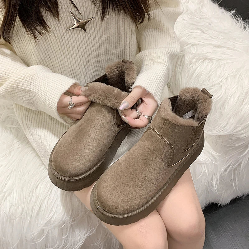 New Winter Women's Boots High-top Snow Boots Thickened Plush Warm Simple And Versatile Comfortable Outdoor Non-Slip Cotton Shoes