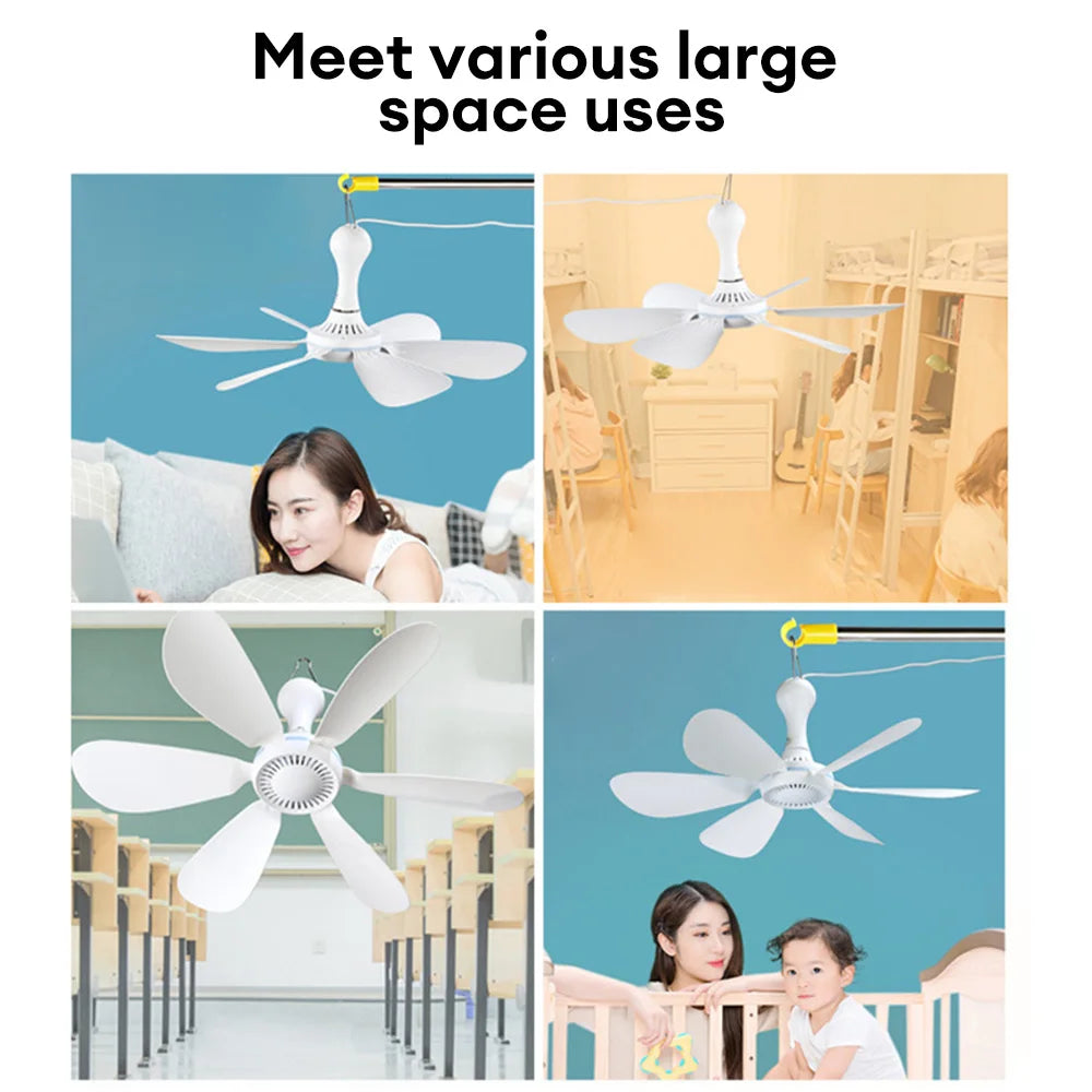 Usb Ceiling Fan 6-blade Silent Electric Fan 4-speed Ceiling Fan Outdoor Hanging Camping Tent Fan Cooling Tools