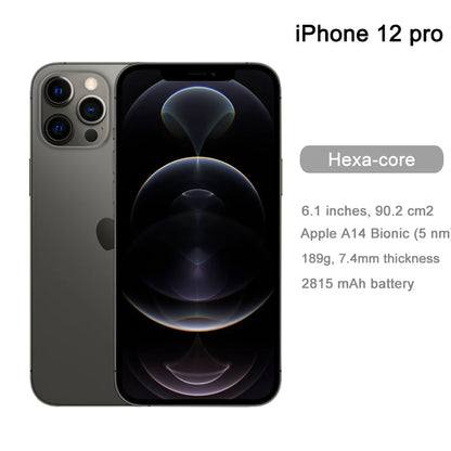 Original Unlocked Apple iPhone 12 Pro Face ID 5G Hexa-core 6GB RAM 128/256GB ROM 12MP 6.7'' 3687mAh IOS14 NFC Smartphone