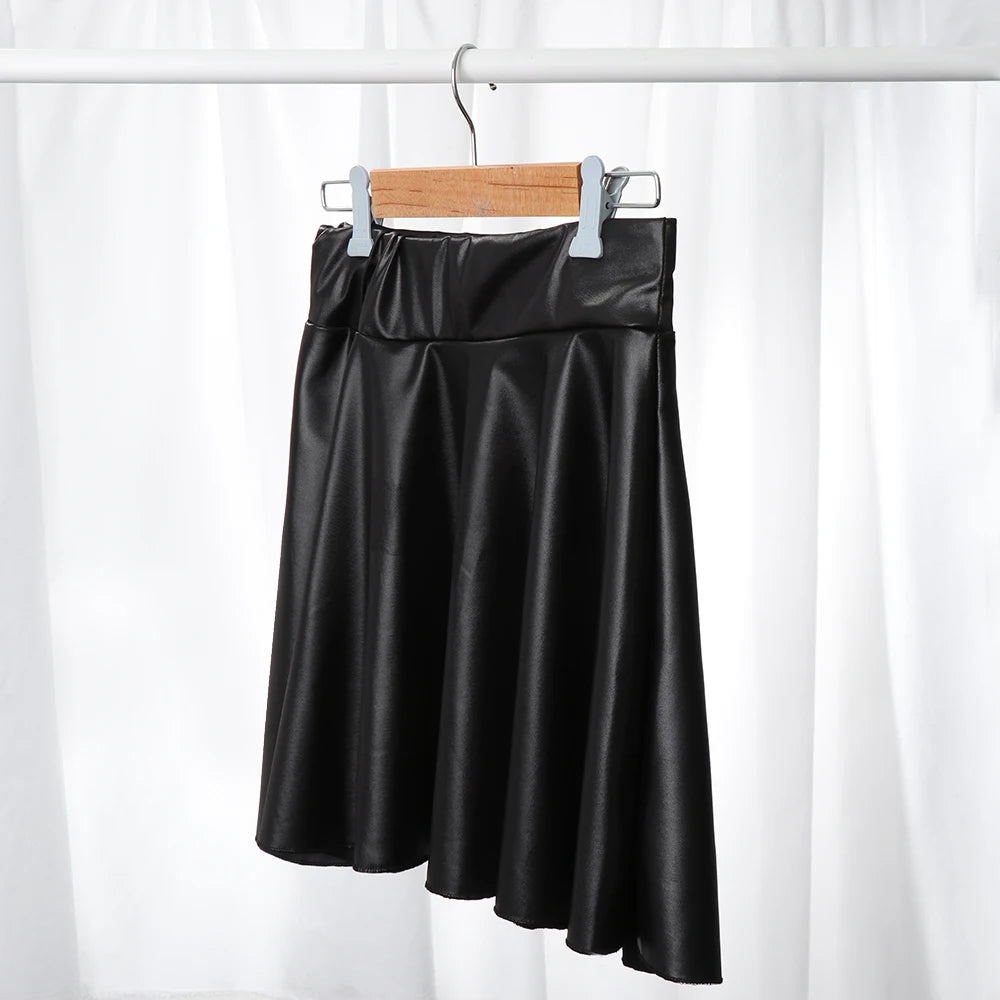 Women Faux Leather Skirts High Waist Elastic Mini High Waist Short Skirt Multipurpose For Skater Work Nightclub