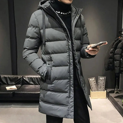 Cotton Coat With High Collar Mid length Cotton Coat For Wind Warmth Men's Winter Parka Hooded Down Coat For Wind