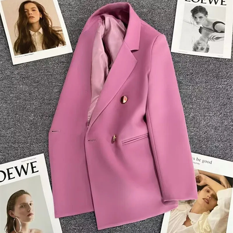 Casual Long Sleeve Suit Blazer Office Lady Spring Autumn Fashion Elegant Solid Outerwear Jacket For Women 2024 Female Coat