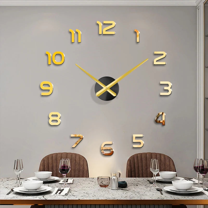 Fashion 3D big size wall clock mirror sticker DIY brief living room decor meetting room wall clock