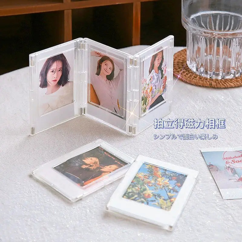 3-inch minimalist Polaroid photo frame with magnetic transparent acrylic photo card display, suitable for desktop display