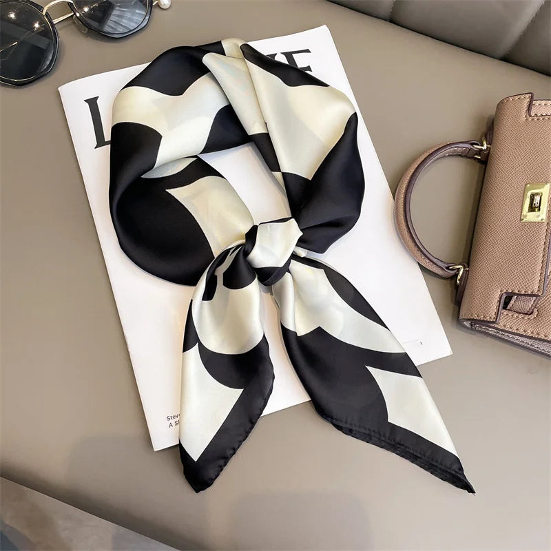 New Satin Shawl Design Wild leopard Print Silk Square Women neck scarves Wrap Headkerchief Beach Hair Band women's bandana