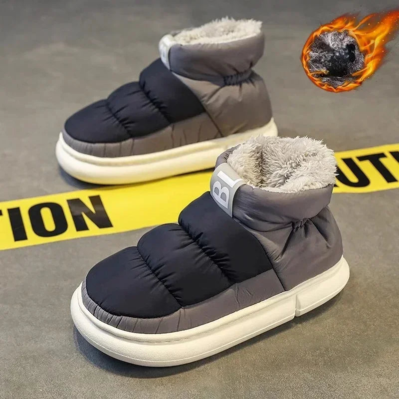 Snow Boots Men Women Winter 2024 New Lovers Plush Thick Comfortable Cotton Shoes Warm Anti Slip Outdoor Casual Shoes Flats