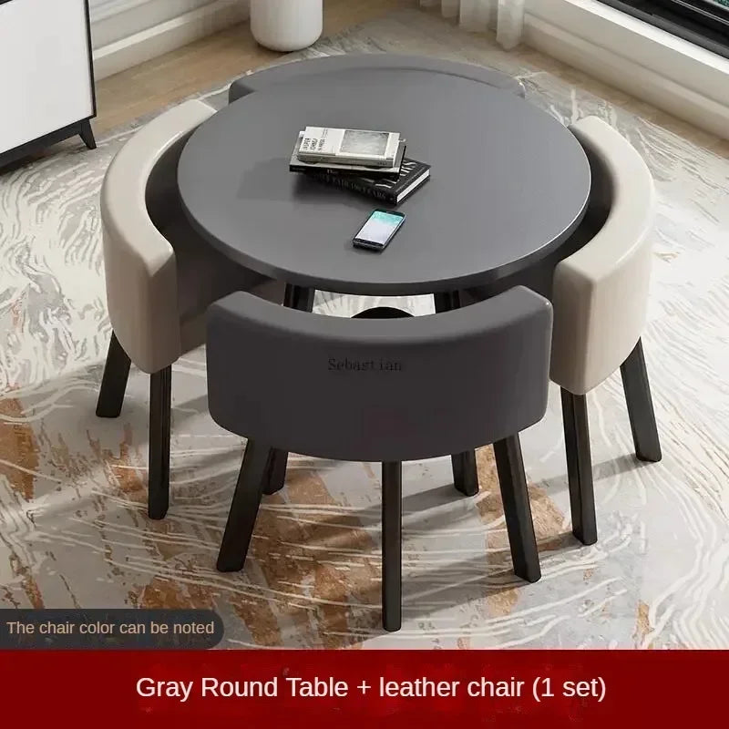 Simple Reception Table and Chair Combination 4 People Leisure Negotiation Office Table Nordic Small Round Table