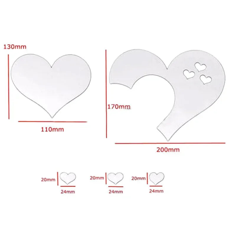 3D Acrylic Wall Stickers Europe Style Hearts Fashion DIY Decals Self-adhesive LOVE Wedding Background Decoration Mirror Ornament