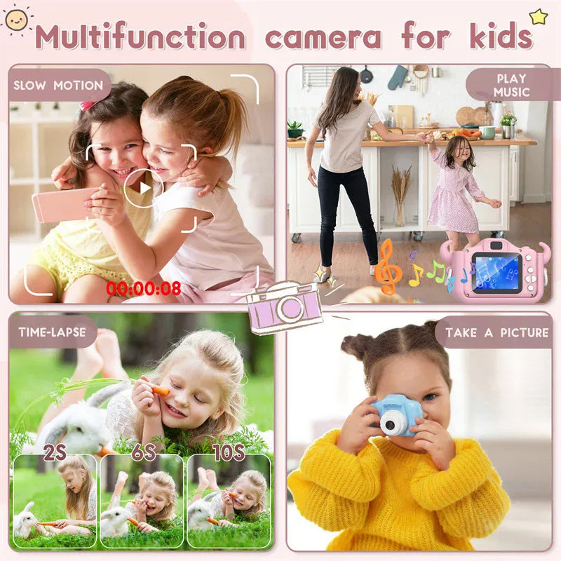 Cute Cartoon Childrens Camera 20MP Dual Lens HD 1080P Kids Digital Camera Toys Camera Birthday Gift