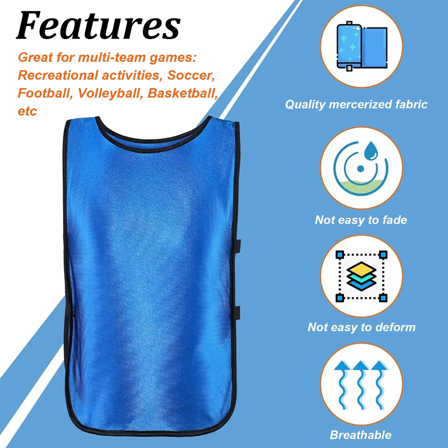 6PCS Soccer Pinnies Quick Drying Football Team Jerseys Sports Soccer Team Training Practice Youth Adult Basketball Sports Vest