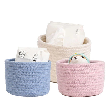 Handmade Woven Cotton Rope Storage Basket Cosmetics Jewelry Desktop Storaging Keys Snacks Box Sundries Organizer