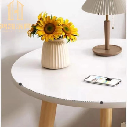 Wooden small coffee table double layer multi size coffee table for home Double Deck Round Coffee Table