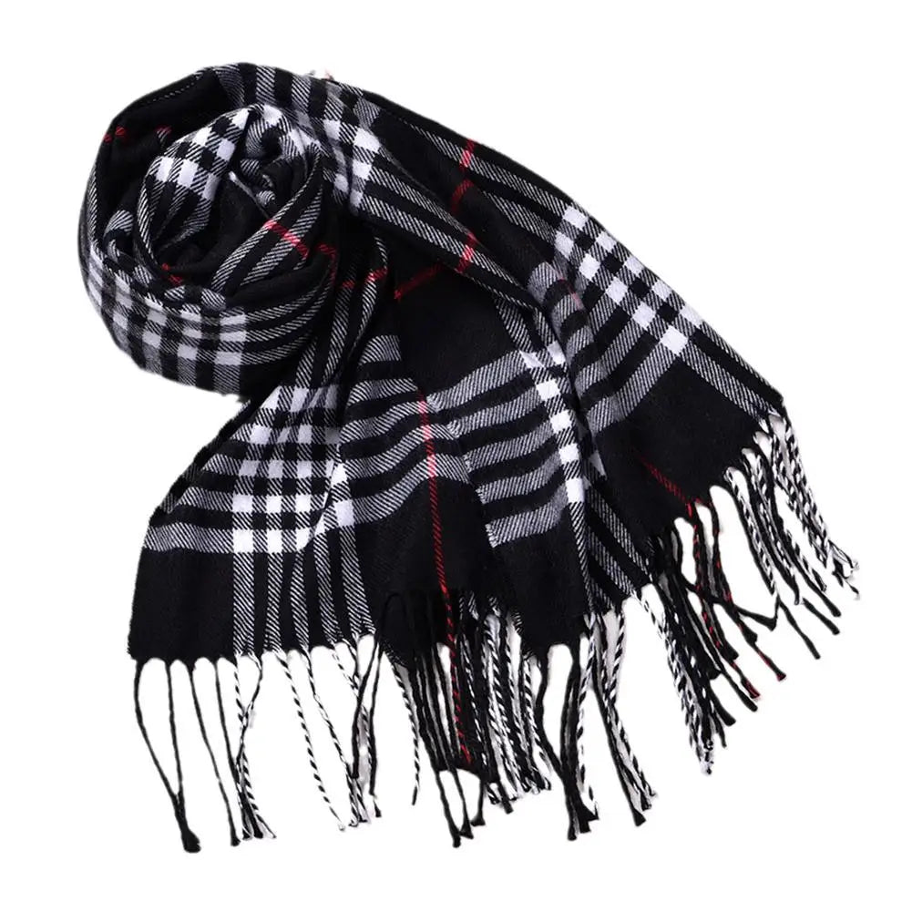 Soft Winter Scarf Cashmere Warm Long Tassel Scarves Classic Checker Thickened Autumn Winter Neck Warm Scarf