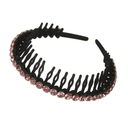 AWAYTR Luxury Non-slip Rhinestone Hair Hoops Bands Women Tooth Elastic Headbands For Women Shiny Hair Hoops Bezel Accessories