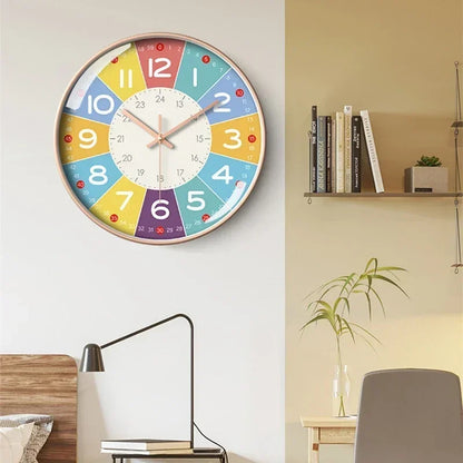 New 8 Inch Round Wall Clock Modern Design Silent Timepieces For Kids Sitting Room Bedroom Learning Clocks Decoration Accessories