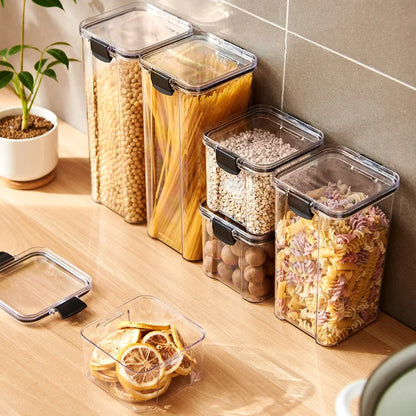 Sealed Jars Kitchen Grain Storage Organizer Large Tank Plastic Moisture-proof Storage Box Household Seasoning Jars Set